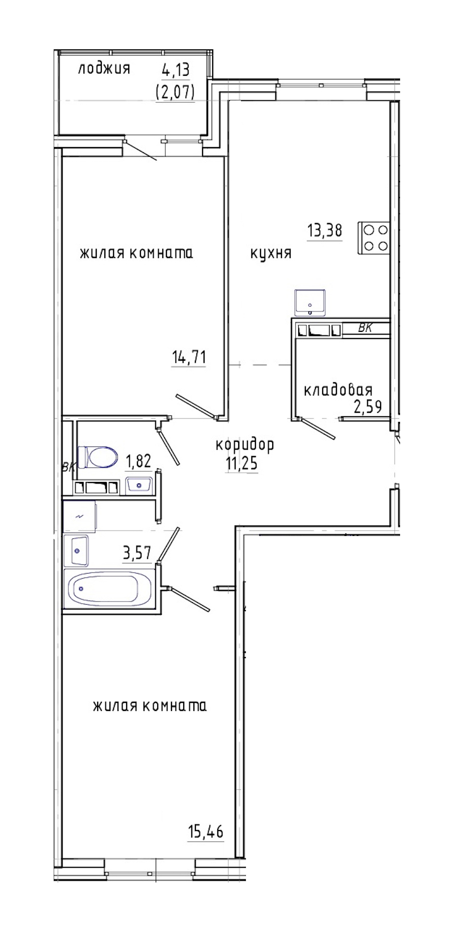 2-комнатная квартира 66.91 м², 6/8 эт., ЖК «Jaanila Country Club»
